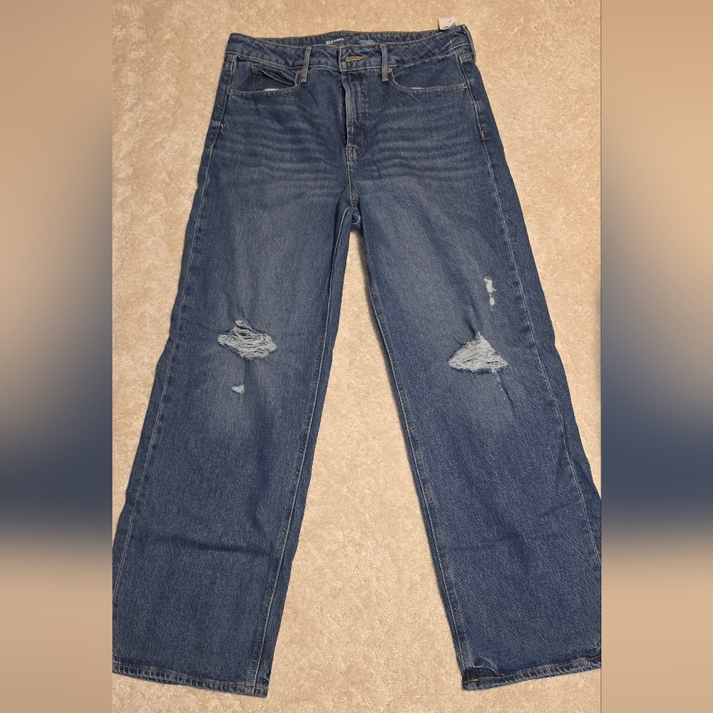 Old Navy Women's Wide Leg Jeans - Dark Blue